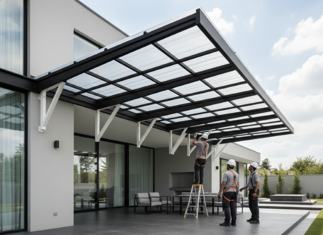 Kanopi Alderon UPVC Murah Surabaya Instalasi Rumah Modern